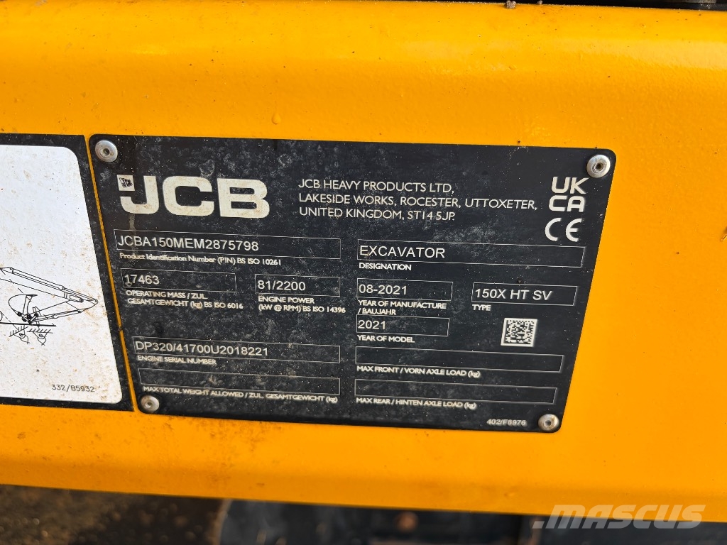 JCB 150 x HD 2 piece boom Escavatori cingolati