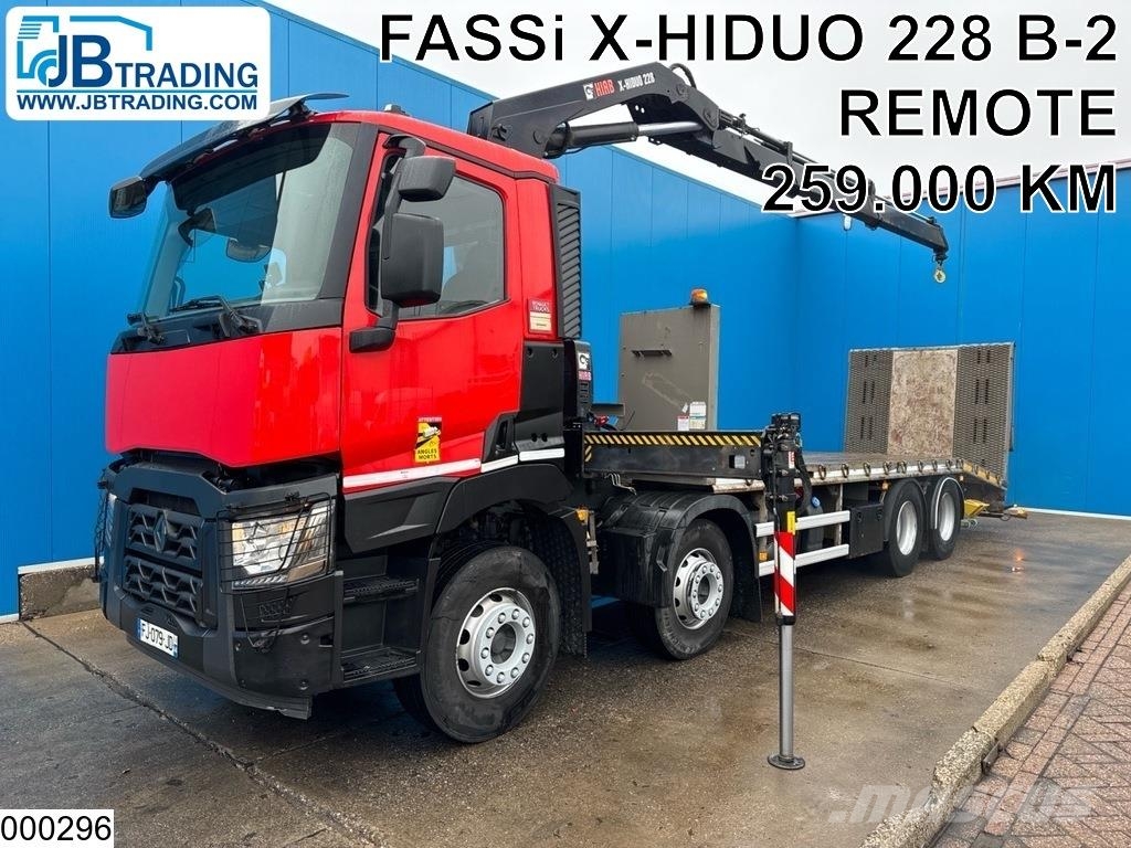 Renault C 380 8x2, EURO 6, Fassi, Remote Platte bakwagens