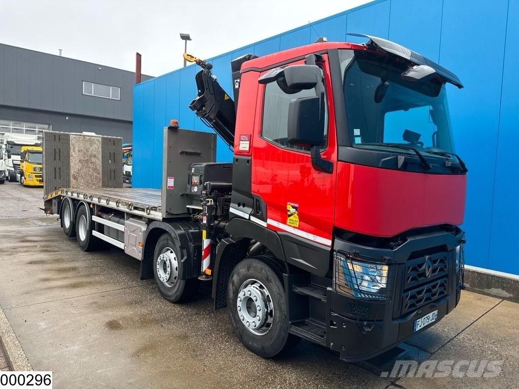 Renault C 380 8x2, EURO 6, Fassi, Remote Platte bakwagens