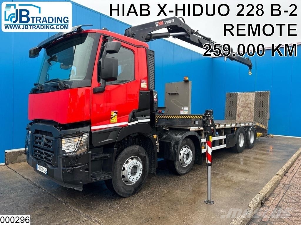 Renault C 380 8x2, EURO 6, HIAB, Remote Flatbed / Dropside trucks