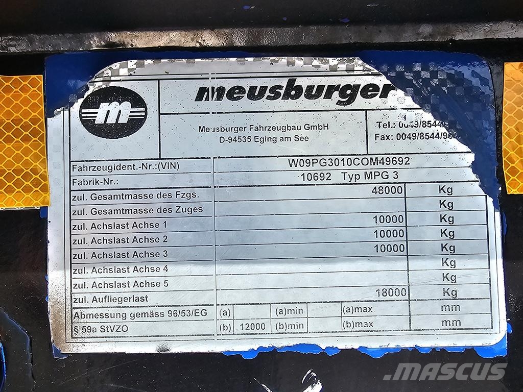 Meusburger MPG 3 / EXTENDABLE / LOW BED / 3 x STEERING AXLE Låg lastande semi trailer