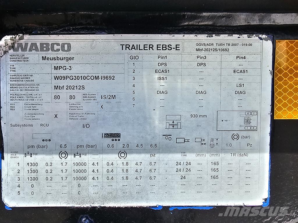 Meusburger MPG 3 / EXTENDABLE / LOW BED / 3 x STEERING AXLE Låg lastande semi trailer