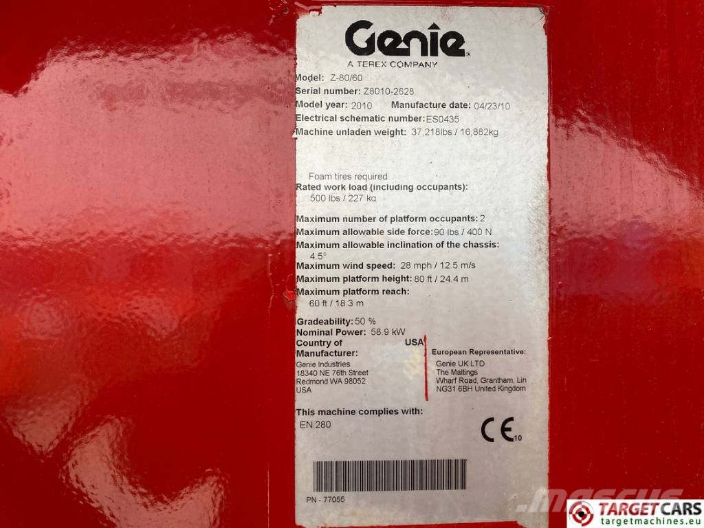 Genie Z-80/60 Articulated 4x4x4 Diesel Boom Lift 2577cm Kompaktsed poomtõstukid