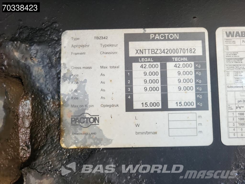 Pacton TBZ342 Steering + Lift Axle Kylmä-/Lämpökoripuoliperävaunut