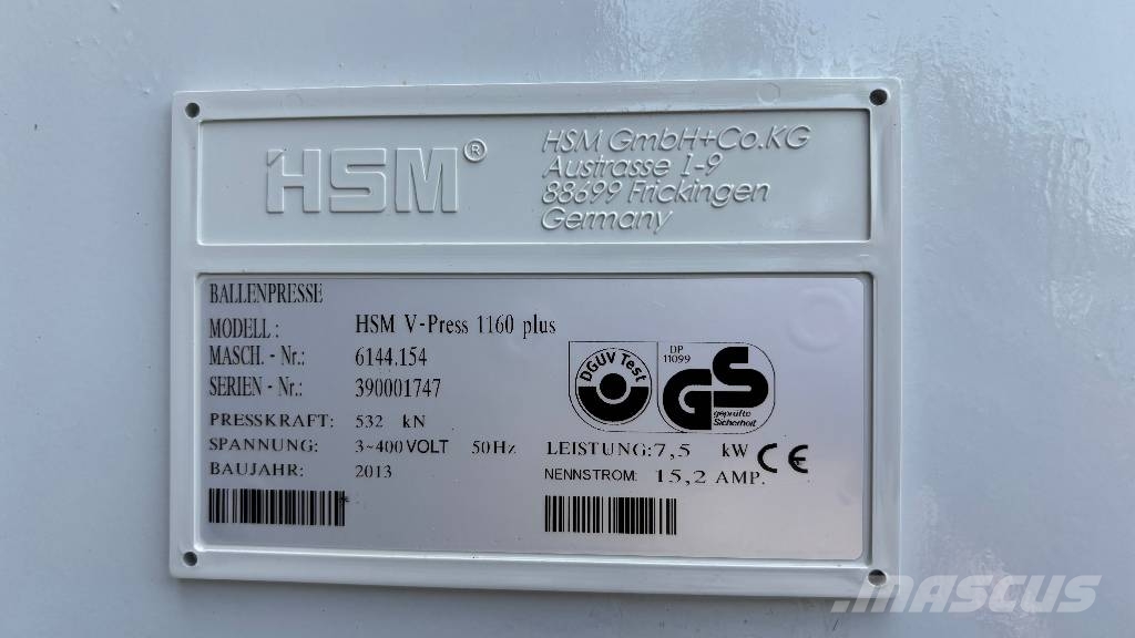 HSM V-Press 1160 Plus مكابس المخلفات