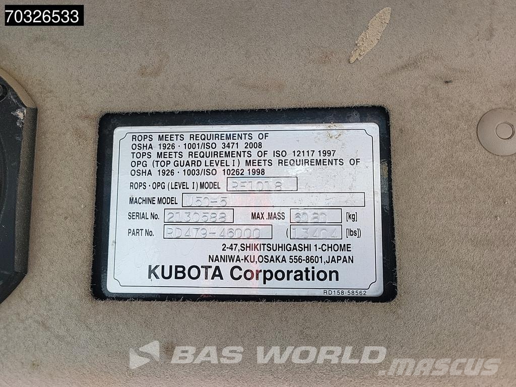 Kubota U50 -5 A/C - 3 Buckets Minigraafmachines < 7t