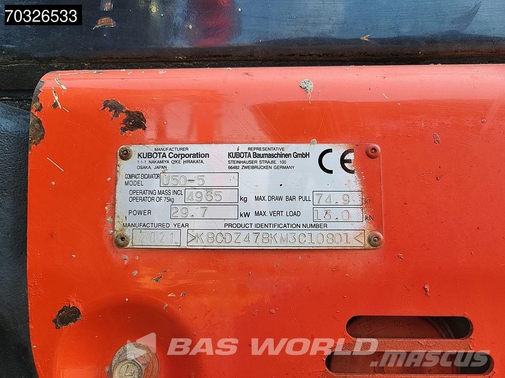 Kubota U50 -5 A/C - 3 Buckets Minigraafmachines < 7t