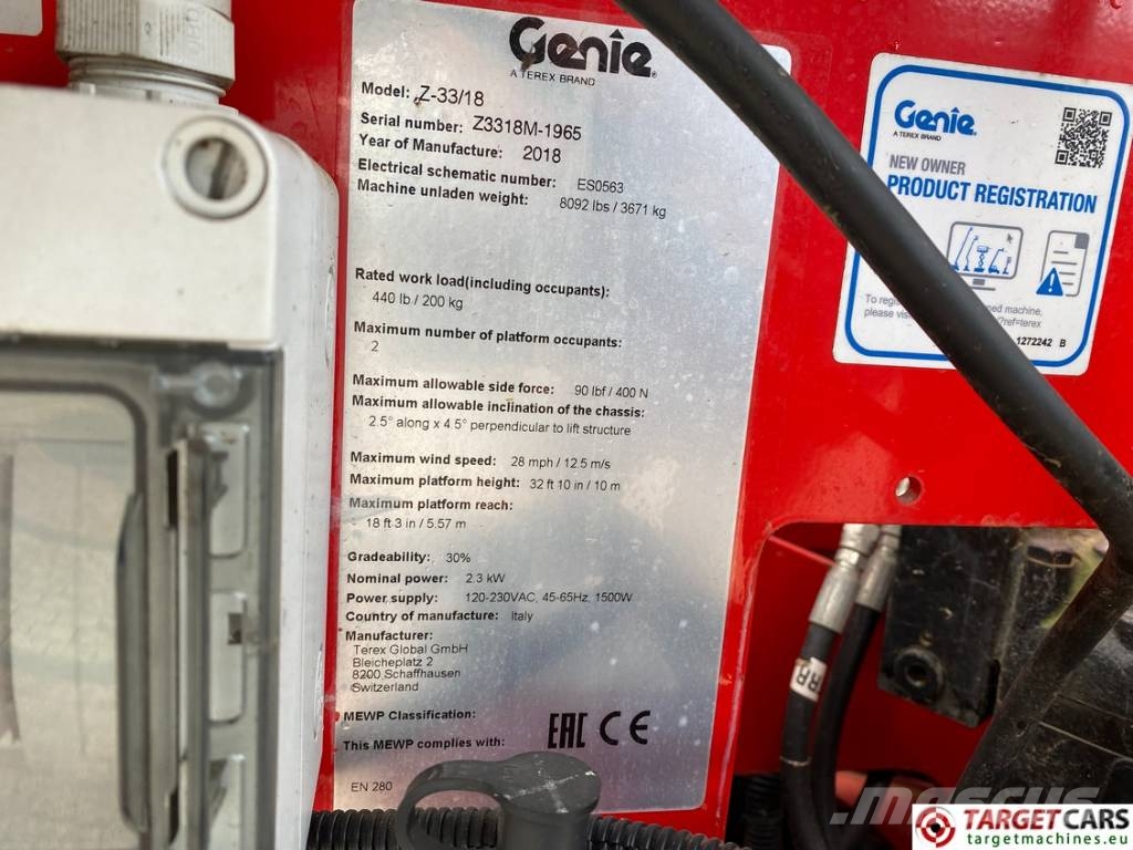 Genie Z-33/18 Articulated Z33 Electric Boom WorkLift 12M Zelfrijdende knikarm hoogwerker