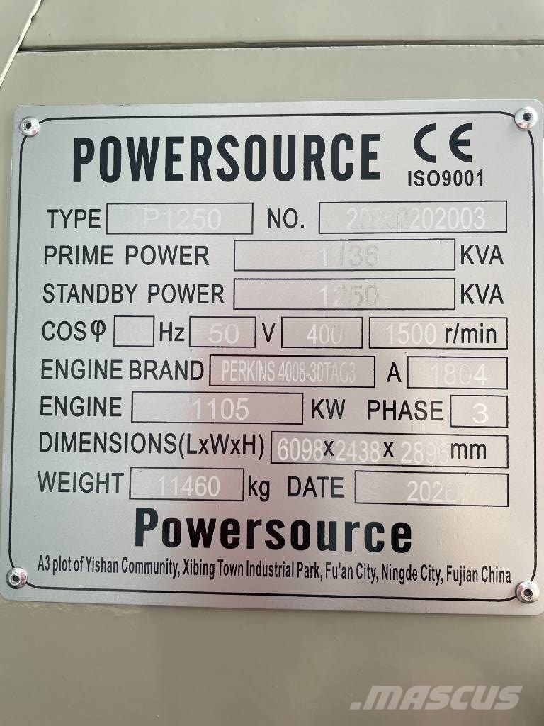 Perkins 4008TAG3 - 1.250 kVA Generator - DPX-19821 مولدات ديزل