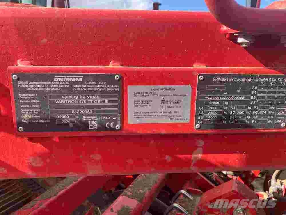 Grimme Varitron 470 PL TT GEN 3, 4 Row, Self-Prope 馬鈴薯收穫機和挖掘機