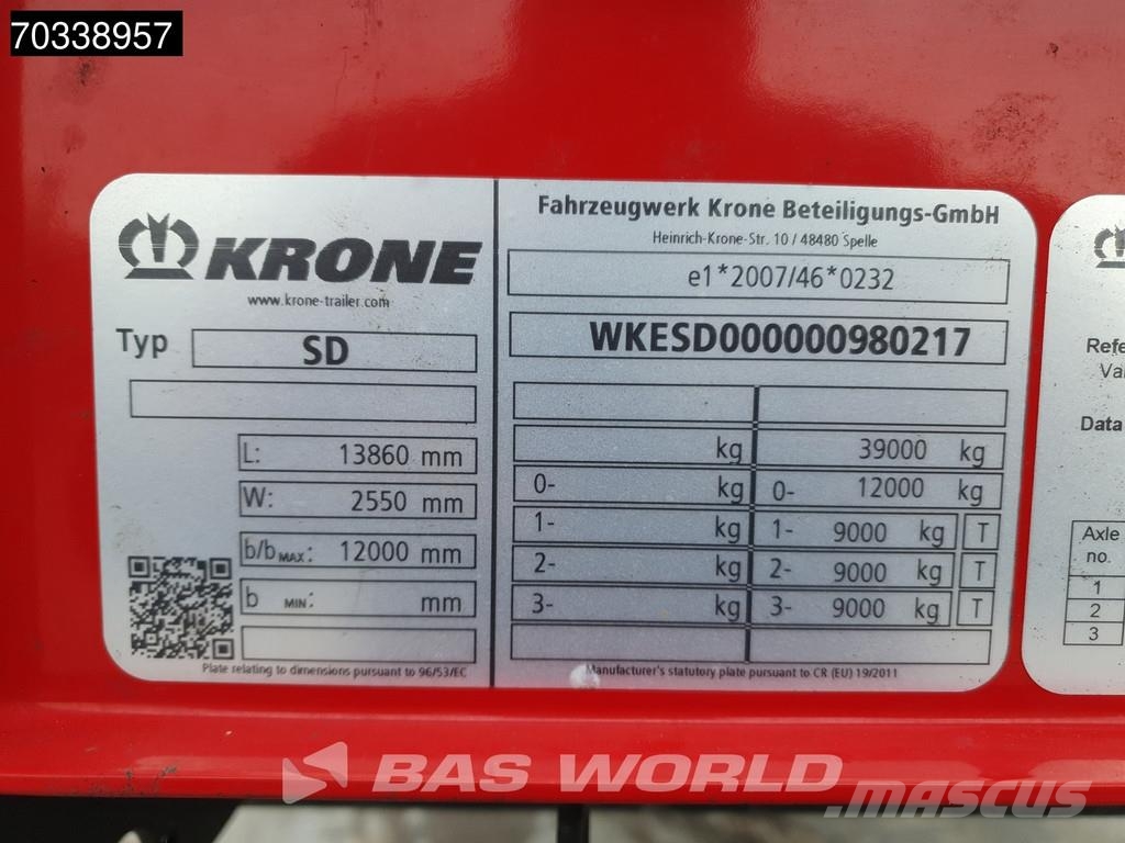 Krone SD Lift Axle MOT 09/27 نصف مقطورات بباب جانبي