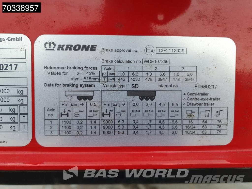 Krone SD Lift Axle MOT 09/27 نصف مقطورات بباب جانبي