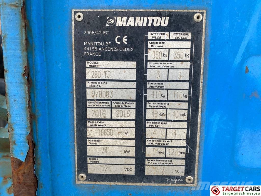 Manitou 280TJ Telescopic 4x4x4 Diesel Boom WorkLift 2775cm Plataformas con brazo de elevación telescópico
