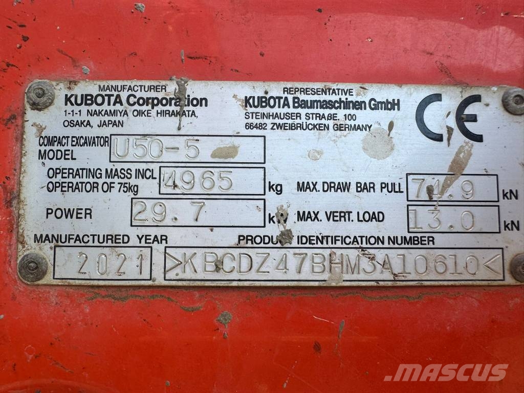 Kubota U 50-5 Mini kotrók < 7t