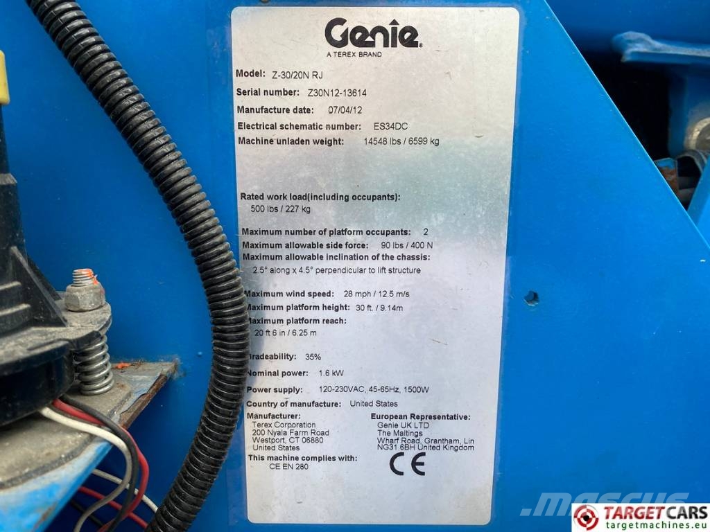 Genie Z-30/20N RJ Articulated Electric Boom Lift 1110cm Компактные самоходные стреловые подъемники