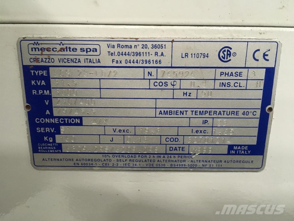 Lombardini LDW 1204 GENERATOR 31.5 KVA USED Diesel Generators