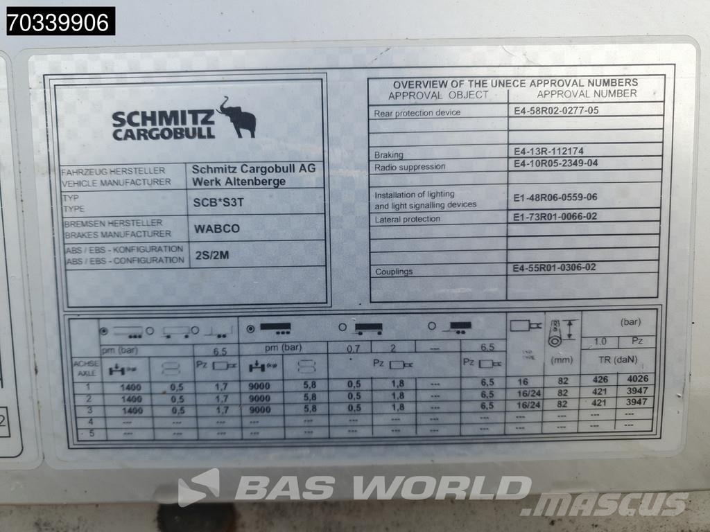 Schmitz Cargobull SCB*S3T 3 axles Sliding Roof Schuifzeilen
