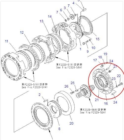 Komatsu D155A-2 housing 175-15-42413 Μετάδοση κίνησης