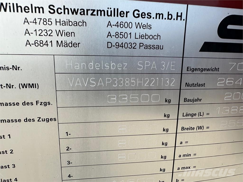 Schwarzmüller Iný model VIN 132 Elhúzható ponyvás félpótkocsik