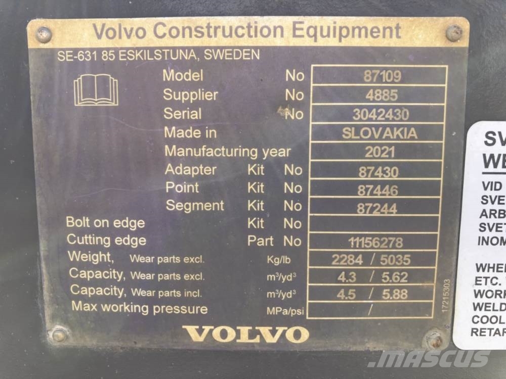 Volvo Schaufel mit Zähnen - Festanbau Cucharones