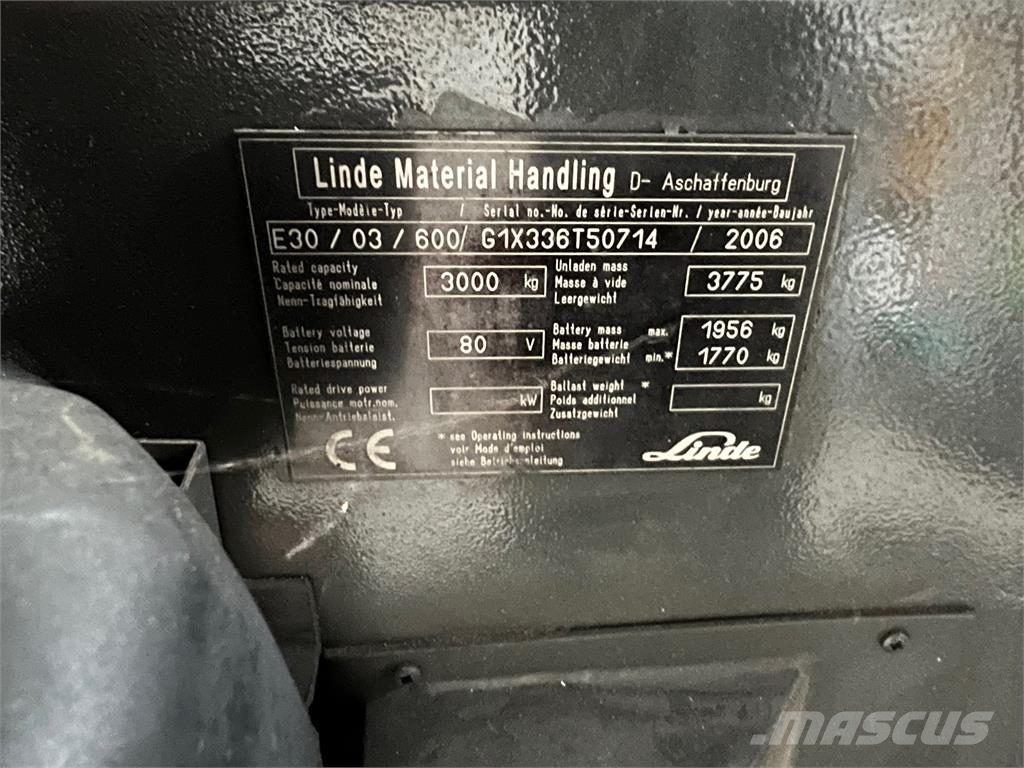 Linde E30 / 03 / 600 Electric forklifts