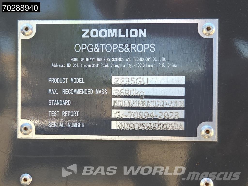 Zoomlion ZE35 GU Garantía de fábrica - CW / 3 Cucharas - Ku حفارات صغيرة أقل من 7 طن (حفارات صغيرة)