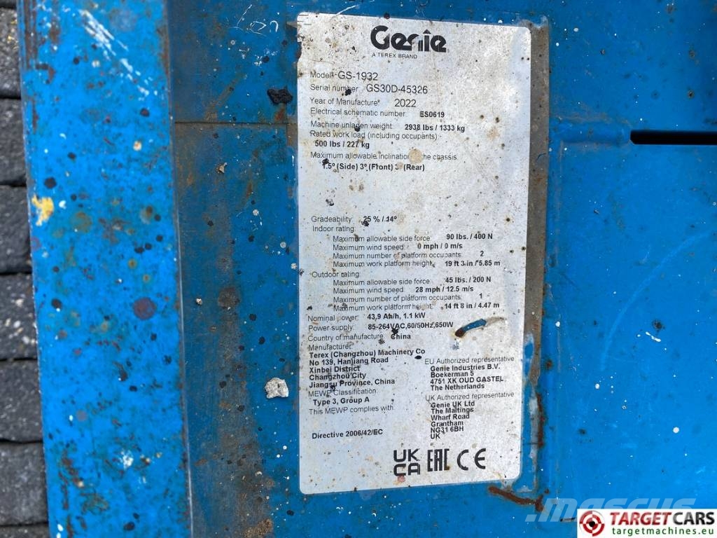 Genie GS-1932 E-Drive Electric Scissor Work Lift 779cm Käärtõstukid