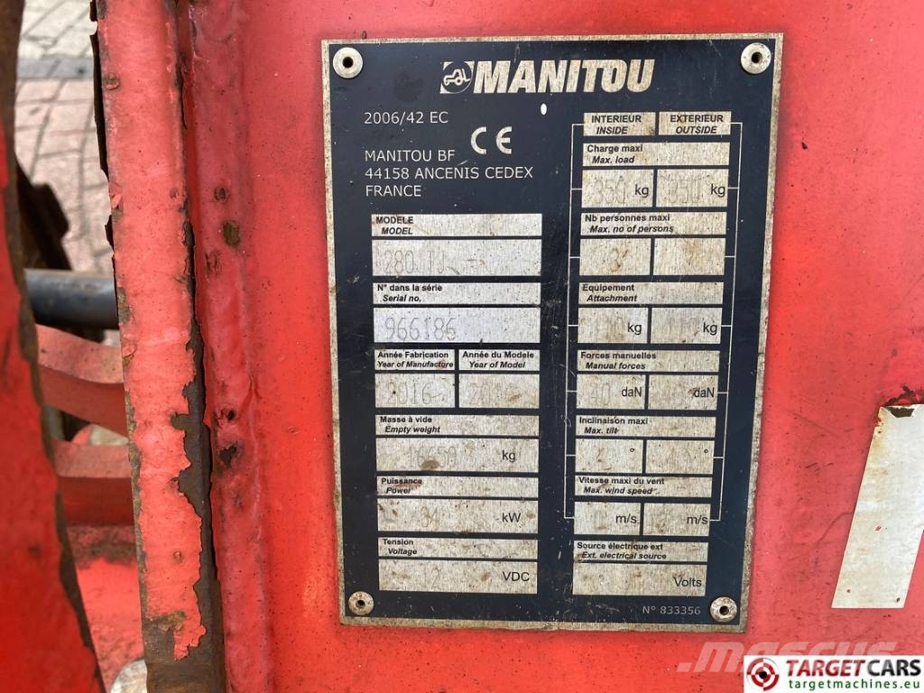 Manitou 280TJ Telescopic 4x4x4 Diesel Boom WorkLift 2775cm Telescoophoogwerkers