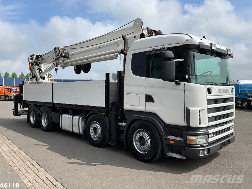 Scania R 144 8x4 Retarder MKG 55 Tonmeter Dachdecker Kran رافعات صالحة لكل أنواع الطرق