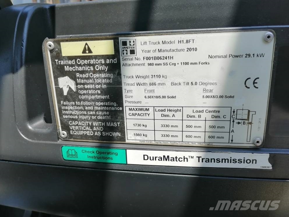 Hyster H 1.8 FT Diesel forklifts