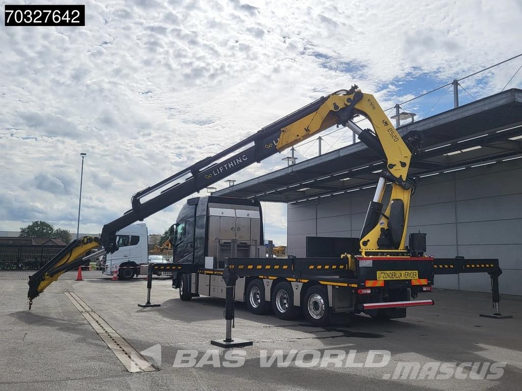 Volvo FH 540 FH 8X4 HMF8520K-RC + JIB K6 Crane Kran Winc Platformas/izkraušana no sāniem