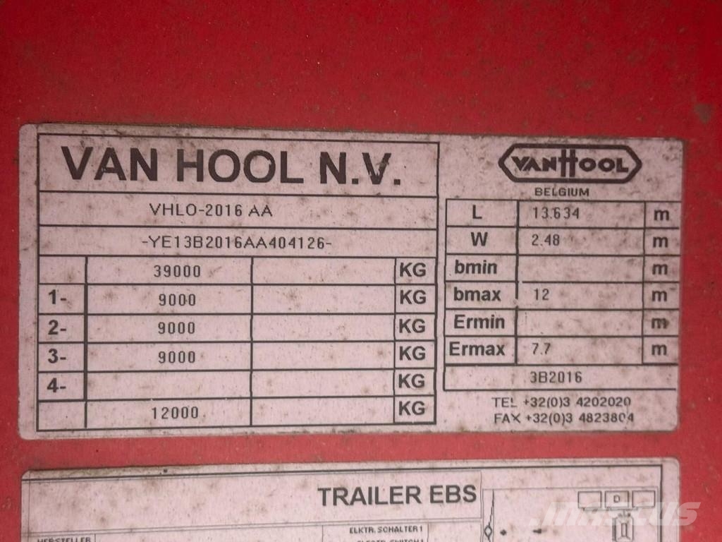 Van Hool 3B2016 3 AXLE BPW - SLIDING ROOF Polprikolice s ponjavo