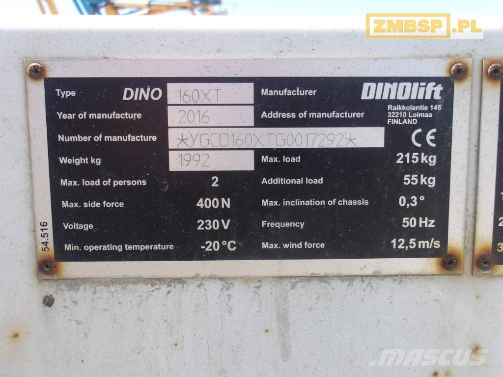 Dinolift 160 XT Bi-Energie 高所作業台付トレーラー