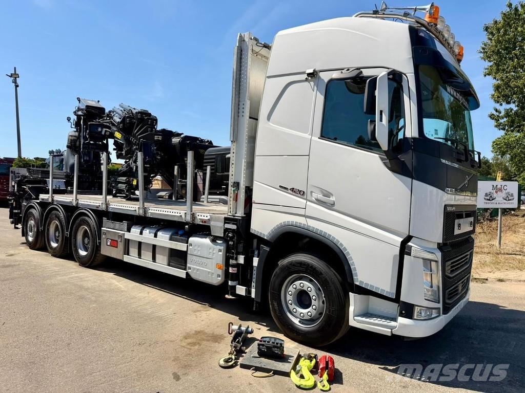 Volvo FH 420 8x4 PRITSCHE + (31m!) KRAN HIAB 858 E-7 + J Lastbil med lad/Flatbed