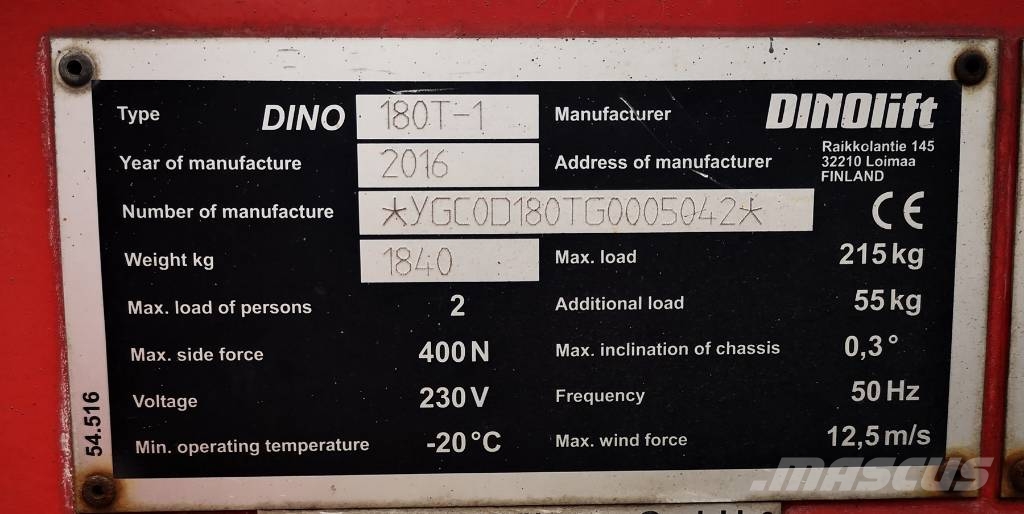 Dino 180T-1 المنصات الهوائية المثبتة على مقطورة