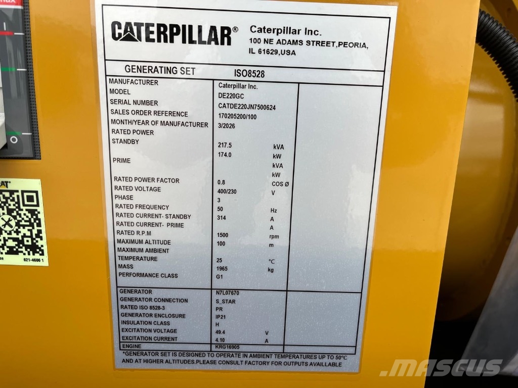 CAT DE220GC 디젤 발전기