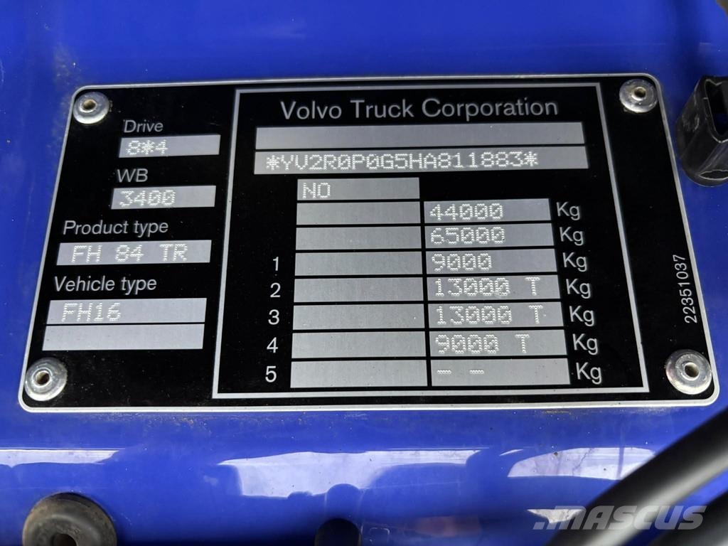 Volvo FH 16 750 8x4*4 RETARDER / BOX L=5743 mm ダンプ