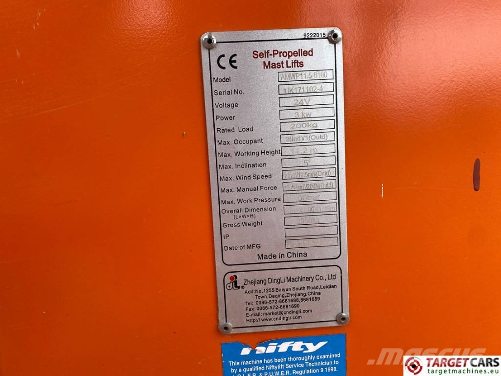 Dingli AMWP11.5-8100 Electric Vertical Mast Lift 1120cm 垂直升降工作台