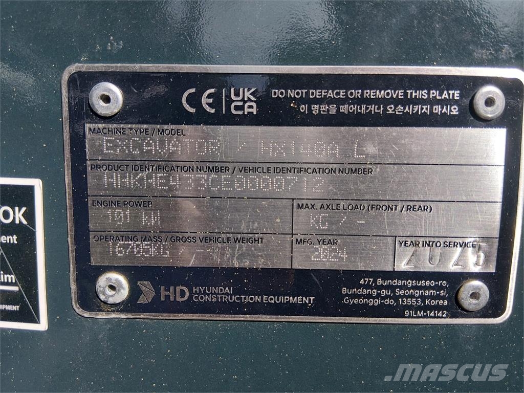 Hyundai HX140AL حفارات زحافة