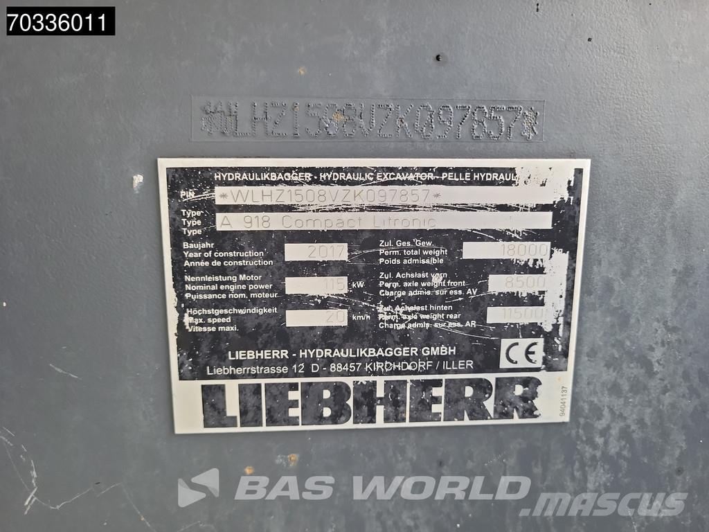 Liebherr A918 ホイール式油圧ショベル（パワーショベル・ユンボ・バックホー）