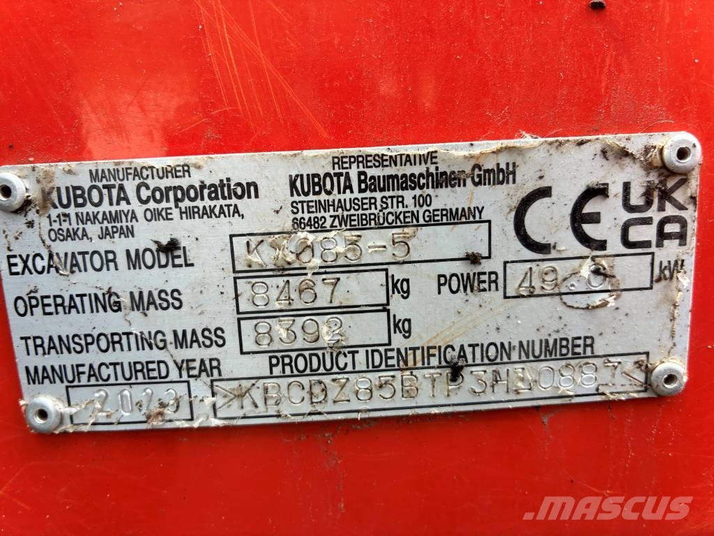 Kubota KX 085-5 Малые экскаваторы 7т-12т