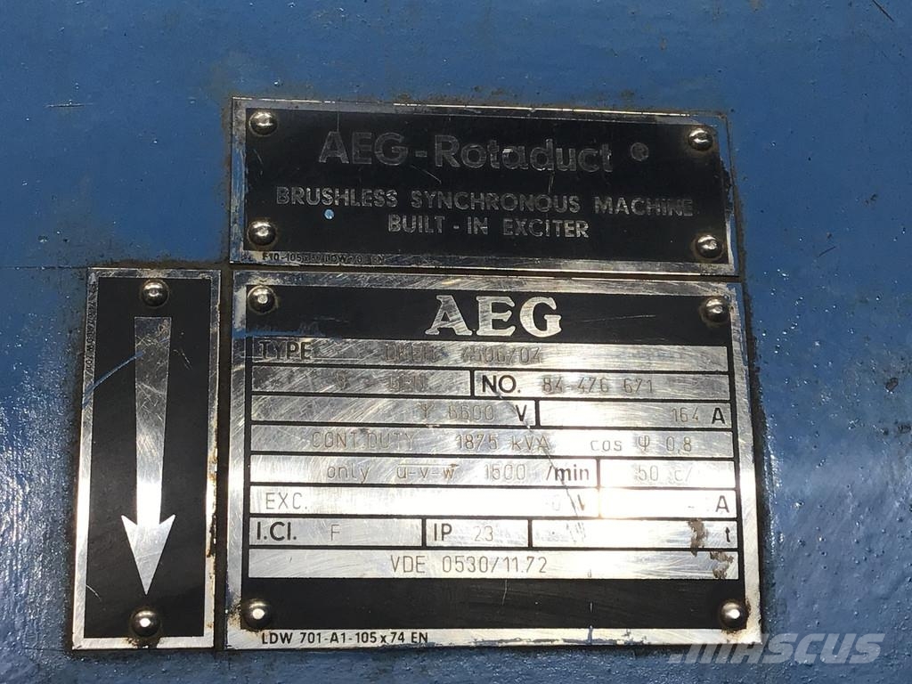 MTU 16V396 GENERATOR 1875KVA USED Diesel Generatorer