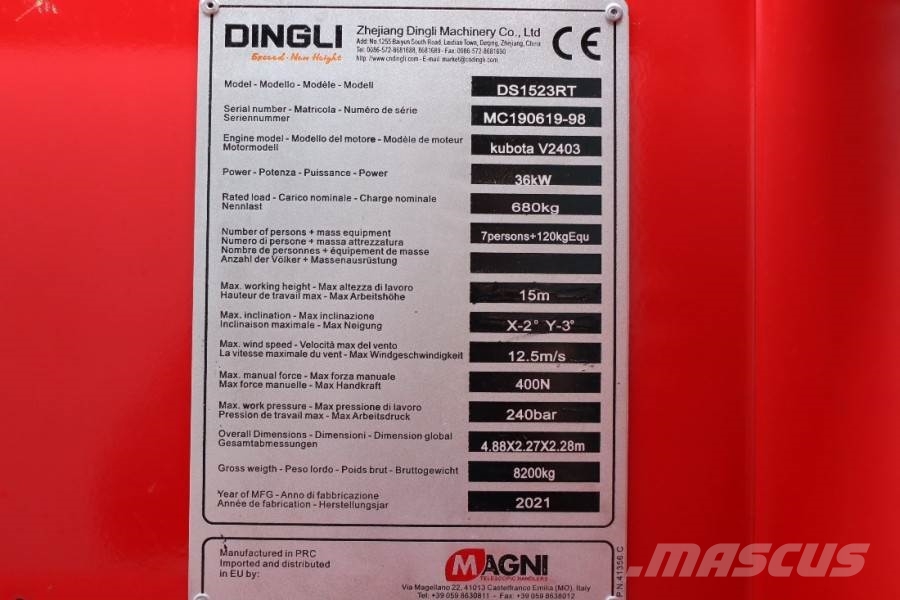 Magni DS1523RT Diesel, 4x4 Rough Terrain, 15m Working He Škaraste platforme