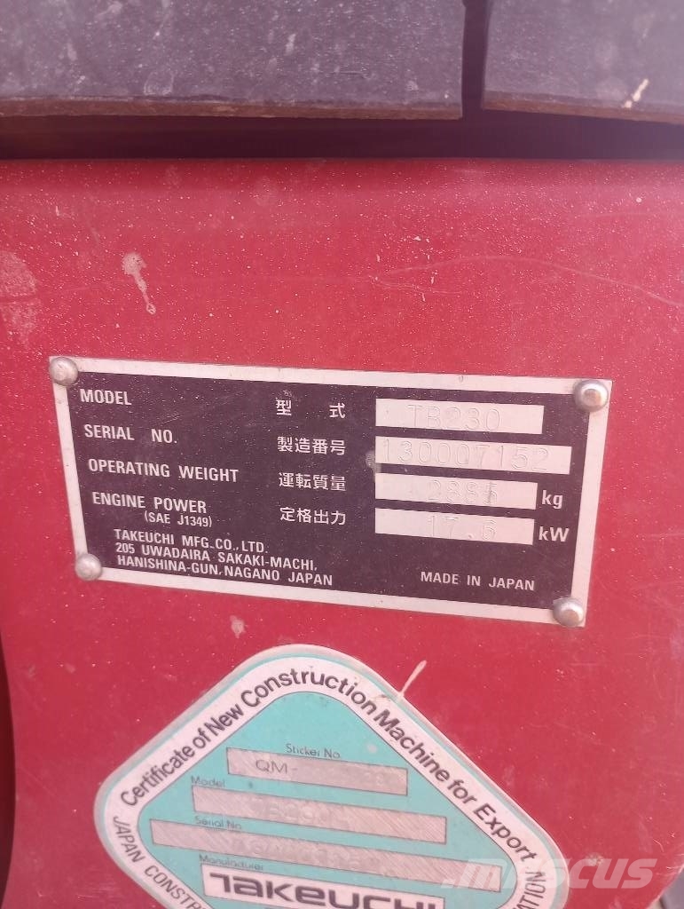 Takeuchi TB230RA 드릴링 장비 부속품 및 예비 부품