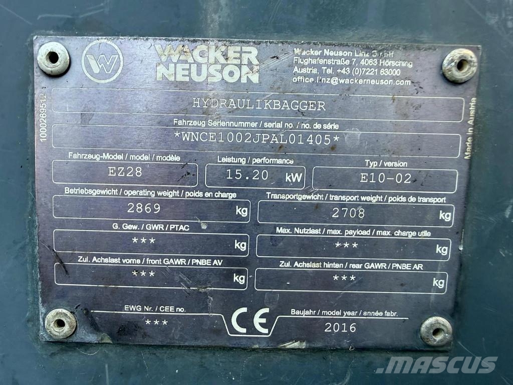 Wacker Neuson EZ28 Minigravemaskiner