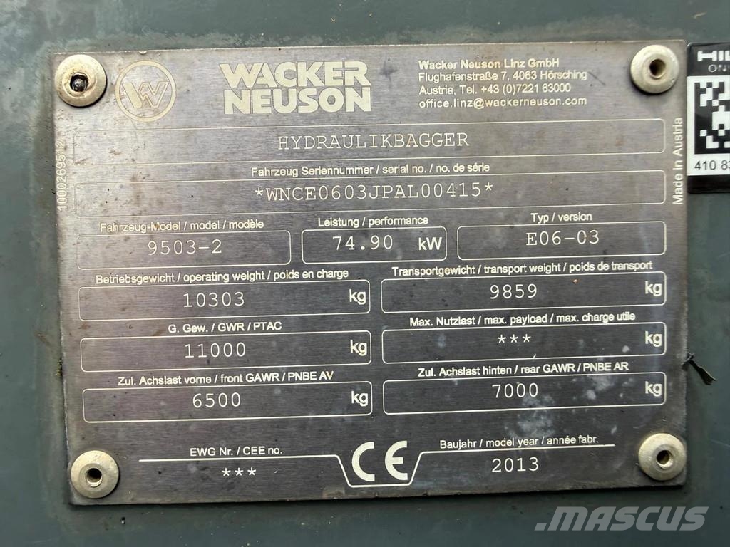 Wacker Neuson 9503-2 Excavadoras 7t - 12t