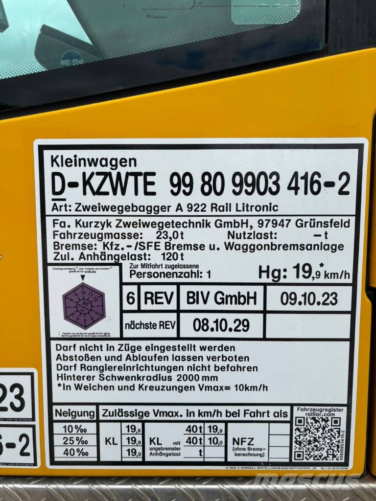 Liebherr A 922 Rail Litronic Excavadoras de ruedas