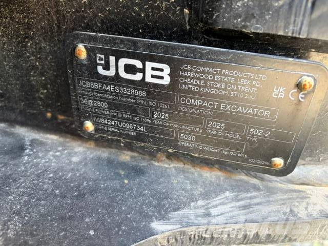 JCB 50 Z-2 Mini ekskavatörler, 7 tona dek