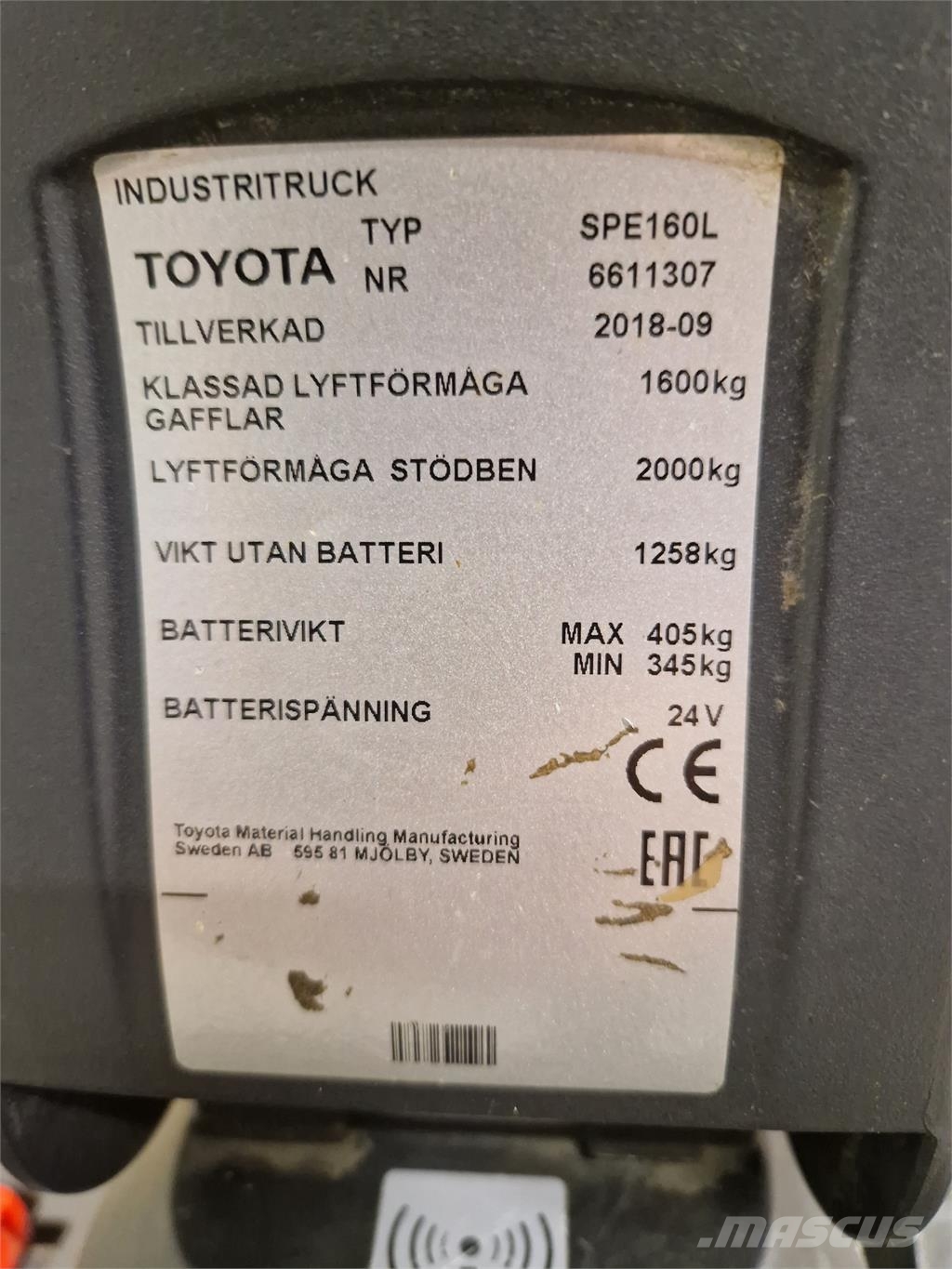 Toyota SPE160L 行走式堆垛机