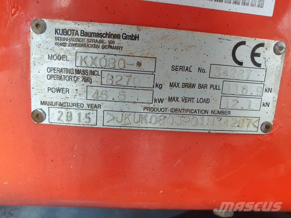 Kubota KX 080-4 Малые экскаваторы 7т-12т